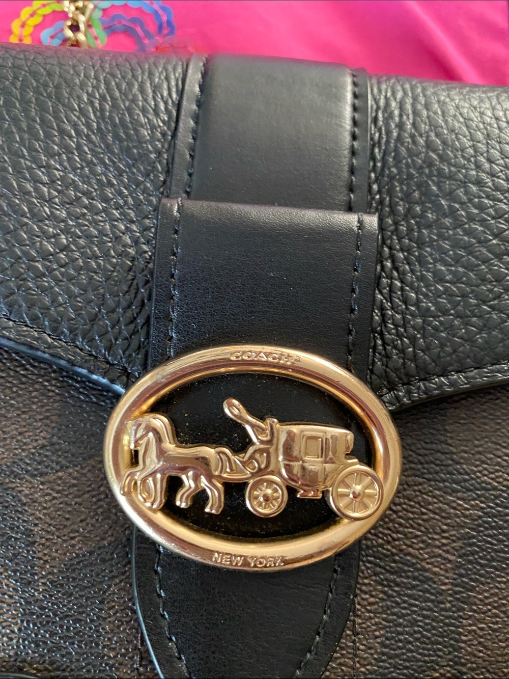 Coach Georgie Crossbody Gold Chain Monogrammed Brown Black 7287 - Picture 8 of 16